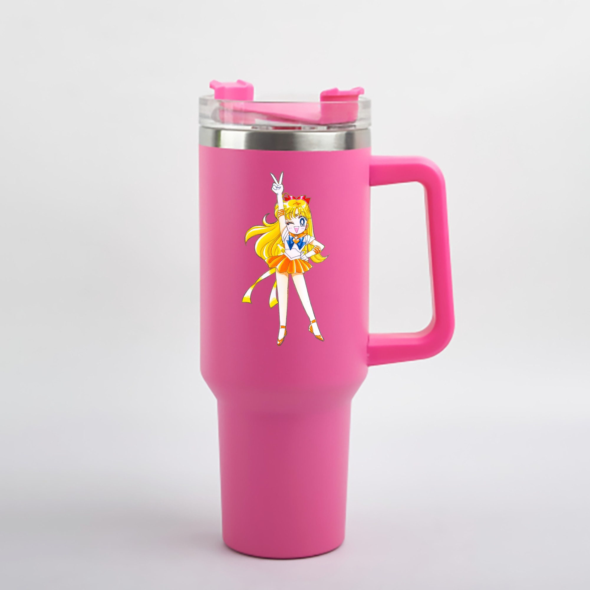 （画像用） 美少女戦士セーラームーン 愛野 美奈子 あいの みなこ Sailor Moon Aino Minako 1200mL車用タンブラー - クリスタルステッカー（プラスチックストロー付き）